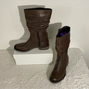 Tara M Upton Brown Leather Slouch Boots Size 37 EU